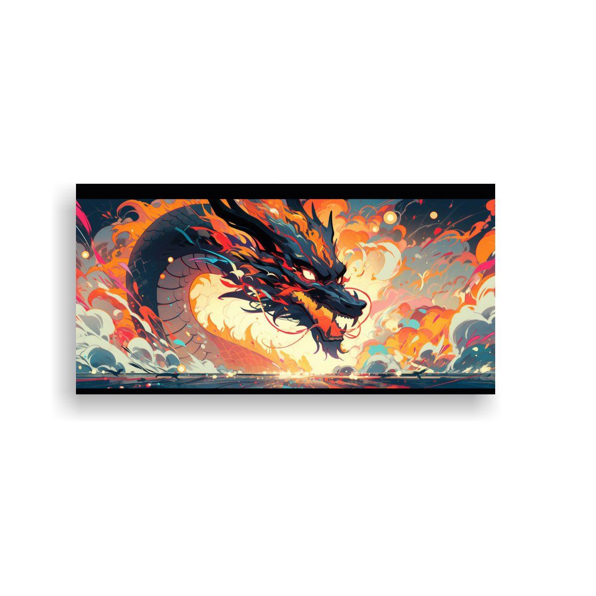 Lienzo De Tela Abstracción Dragón En Colores 120x60cm-0