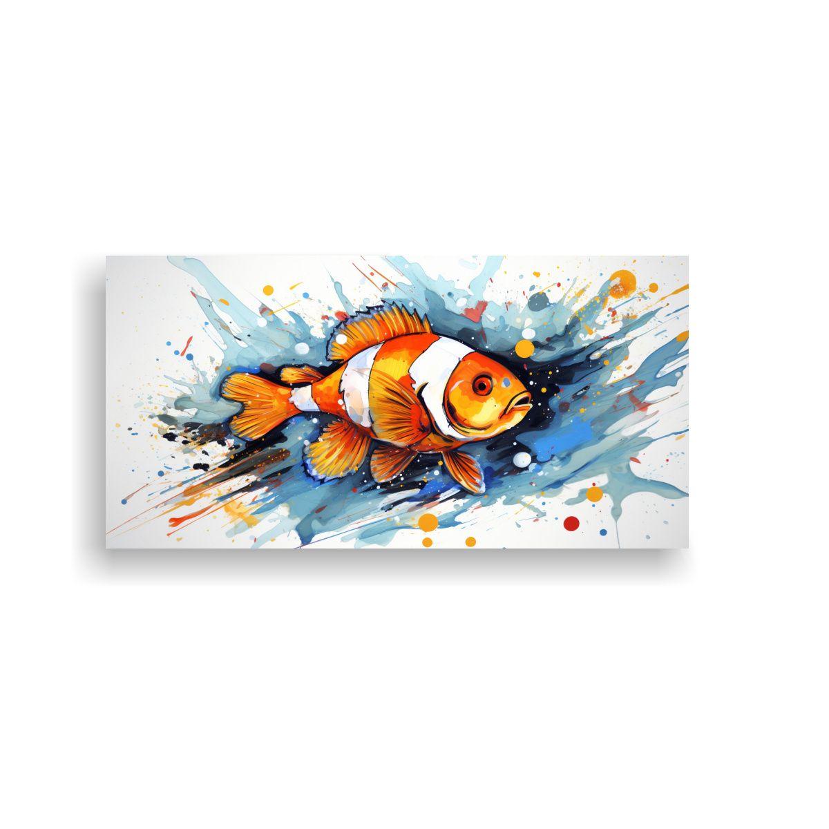 Cuadro De Tela Moderno Con Un Pez Payaso En 140x70cm-0