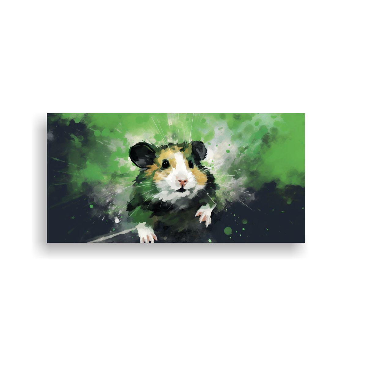Cuadro Imagen Época A Hamsters En Tonos Verdes 80x40cm-0