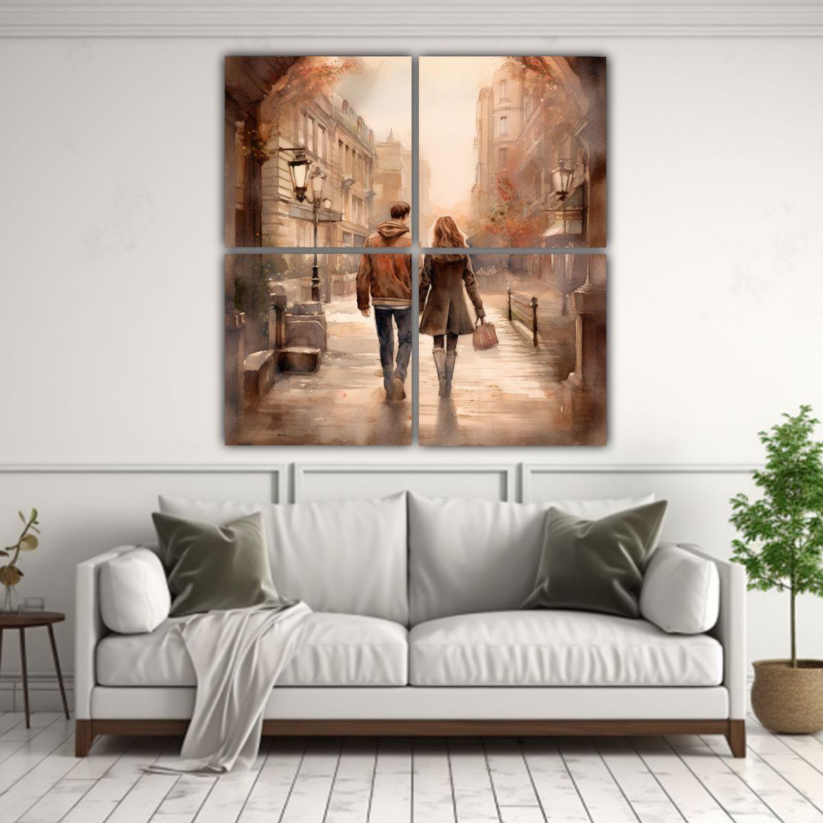 Pintura Inspiradora De Pareja Sosteniendo Manos 160x160 Cm-2
