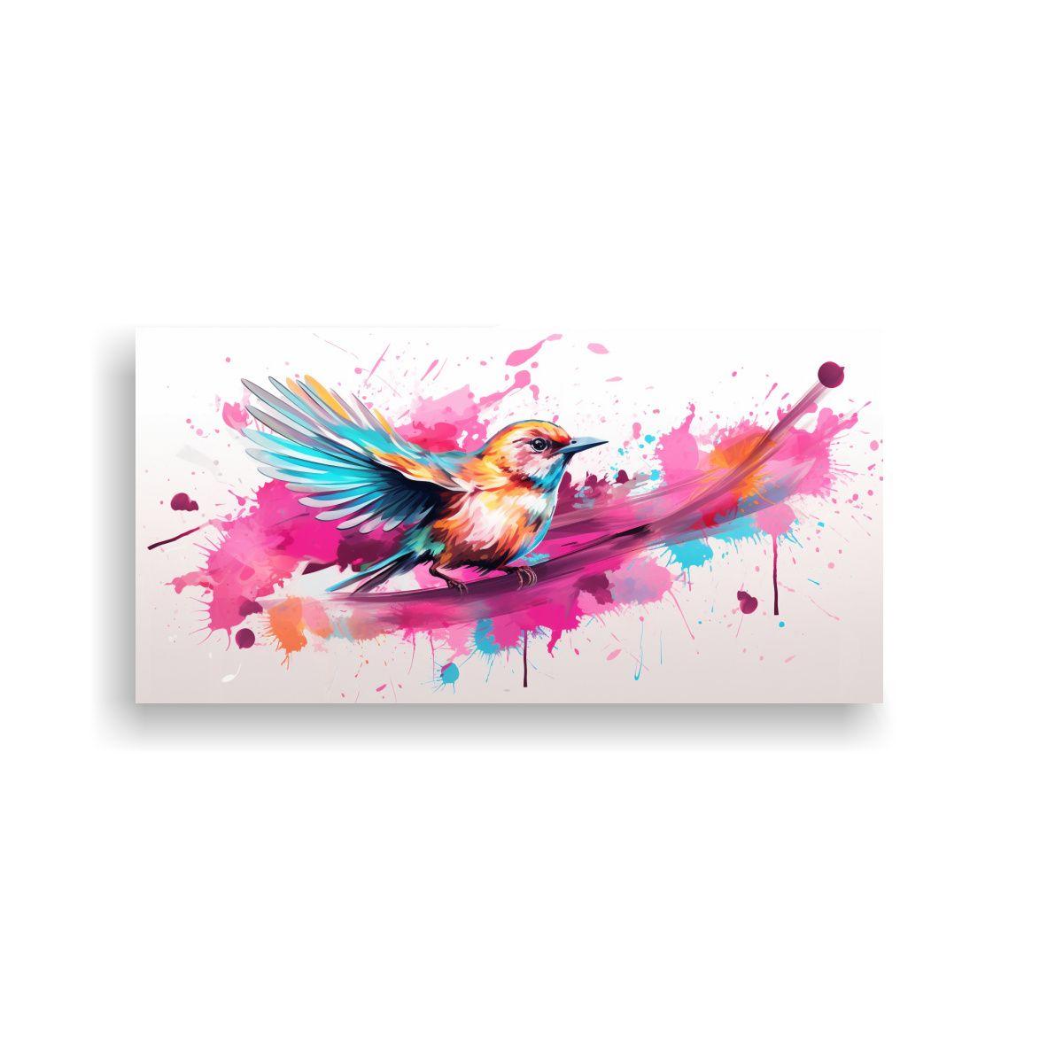 Cuadro Decorativo De Arte Pop Neo Aves En Tonos 40x20cm-0