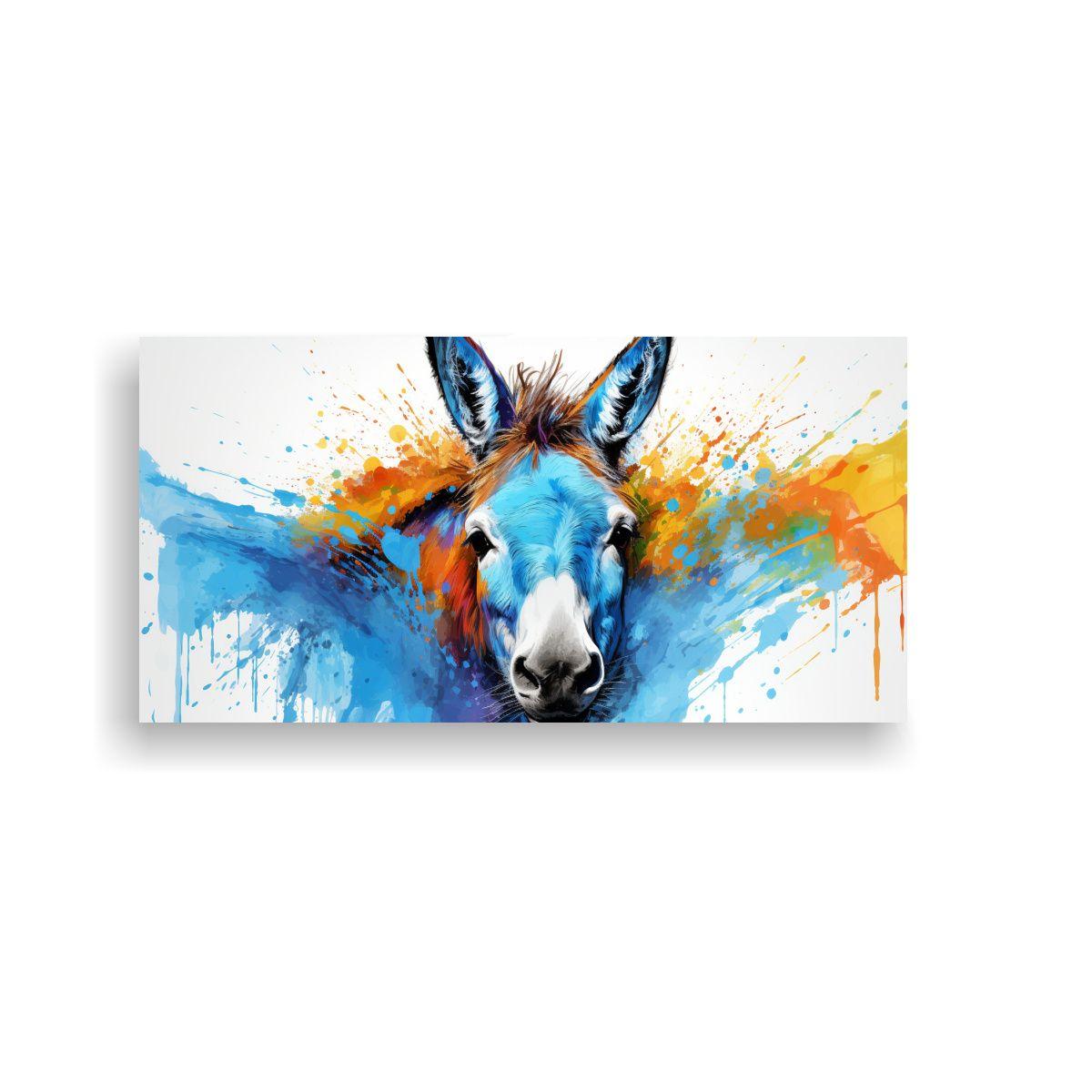 Cuadro Pop Art De Burro En Colores Vibrantes Y 60x30 Cm-0