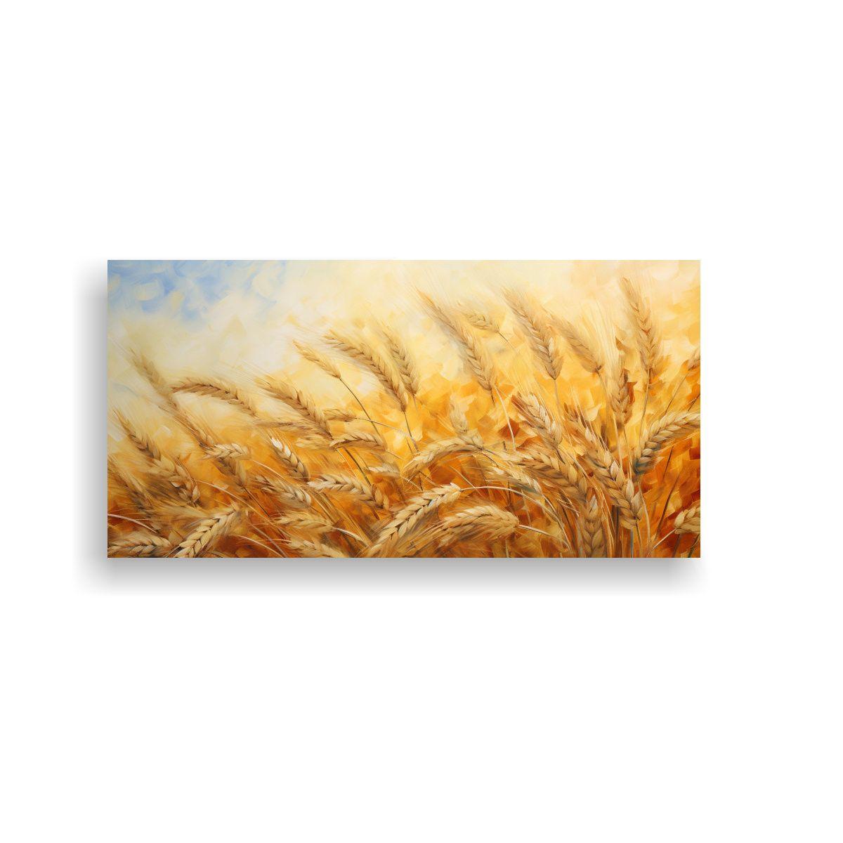 Pintura Abstracta Detallada De Trigo En Lienzo 100x50cm-0