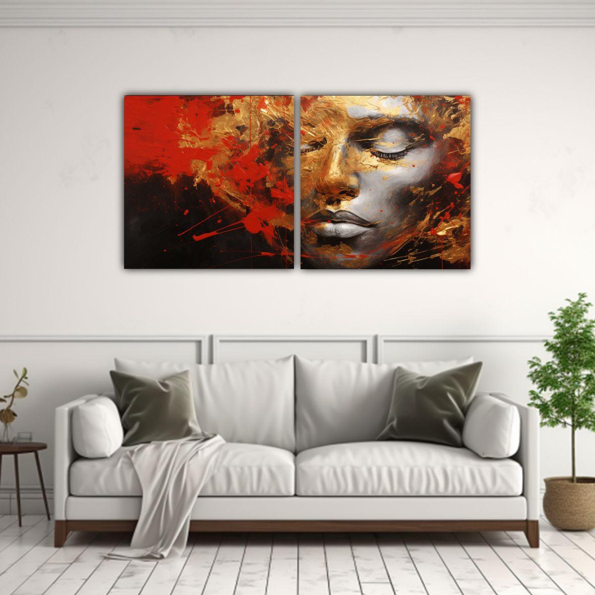 Cuadros Verticales De Contornos Faciales 100x50 Cm-2