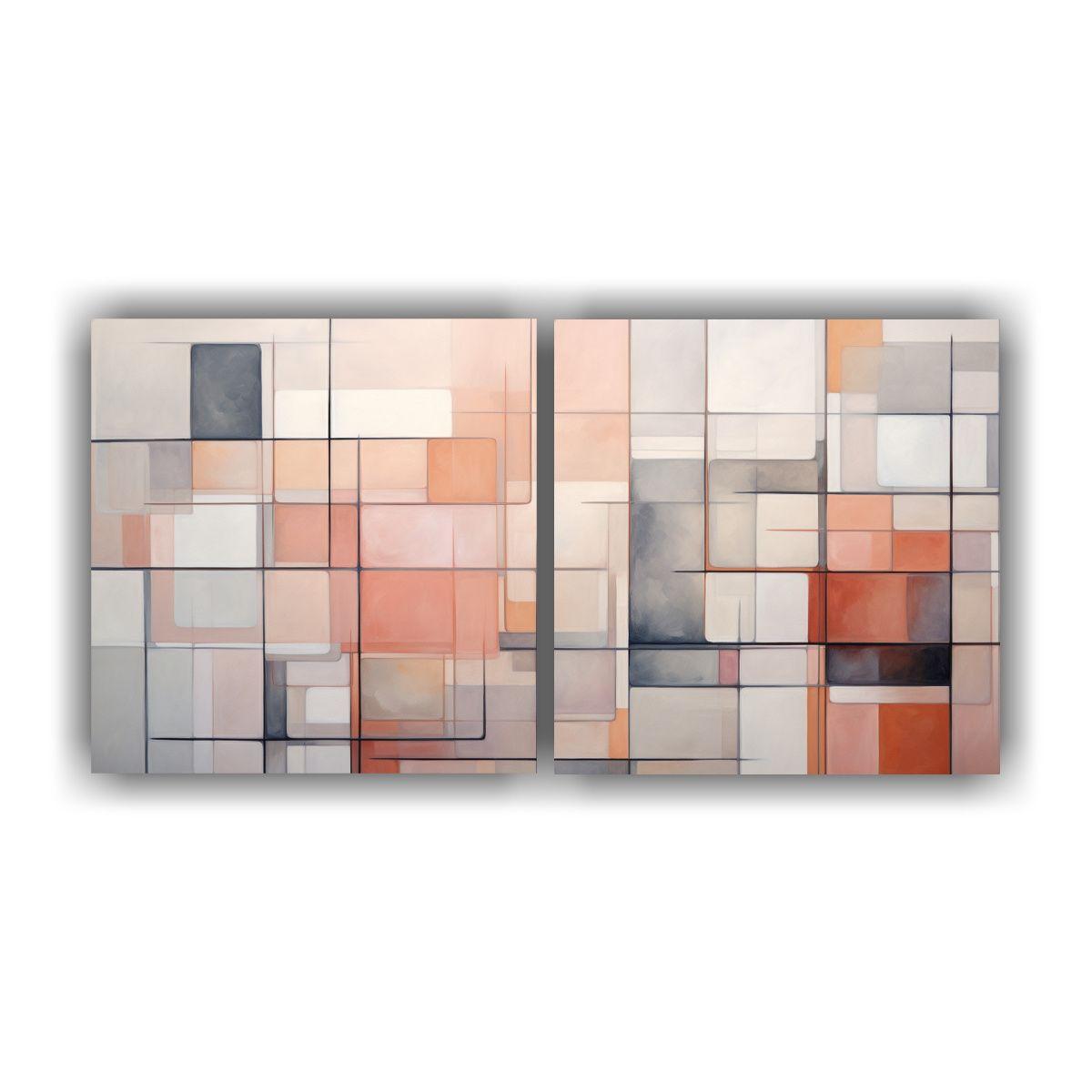 Cuadro Moderno Minimalista Líneas En Rejilla 100x50 Cm-0