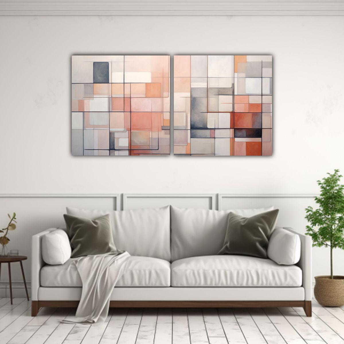 Cuadro Moderno Minimalista Líneas En Rejilla 100x50 Cm-2