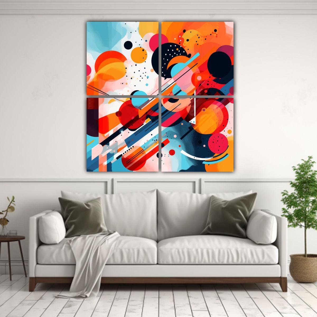 4 Composiciones Abstractas Intensas Crea Un 140x140 Cm-2