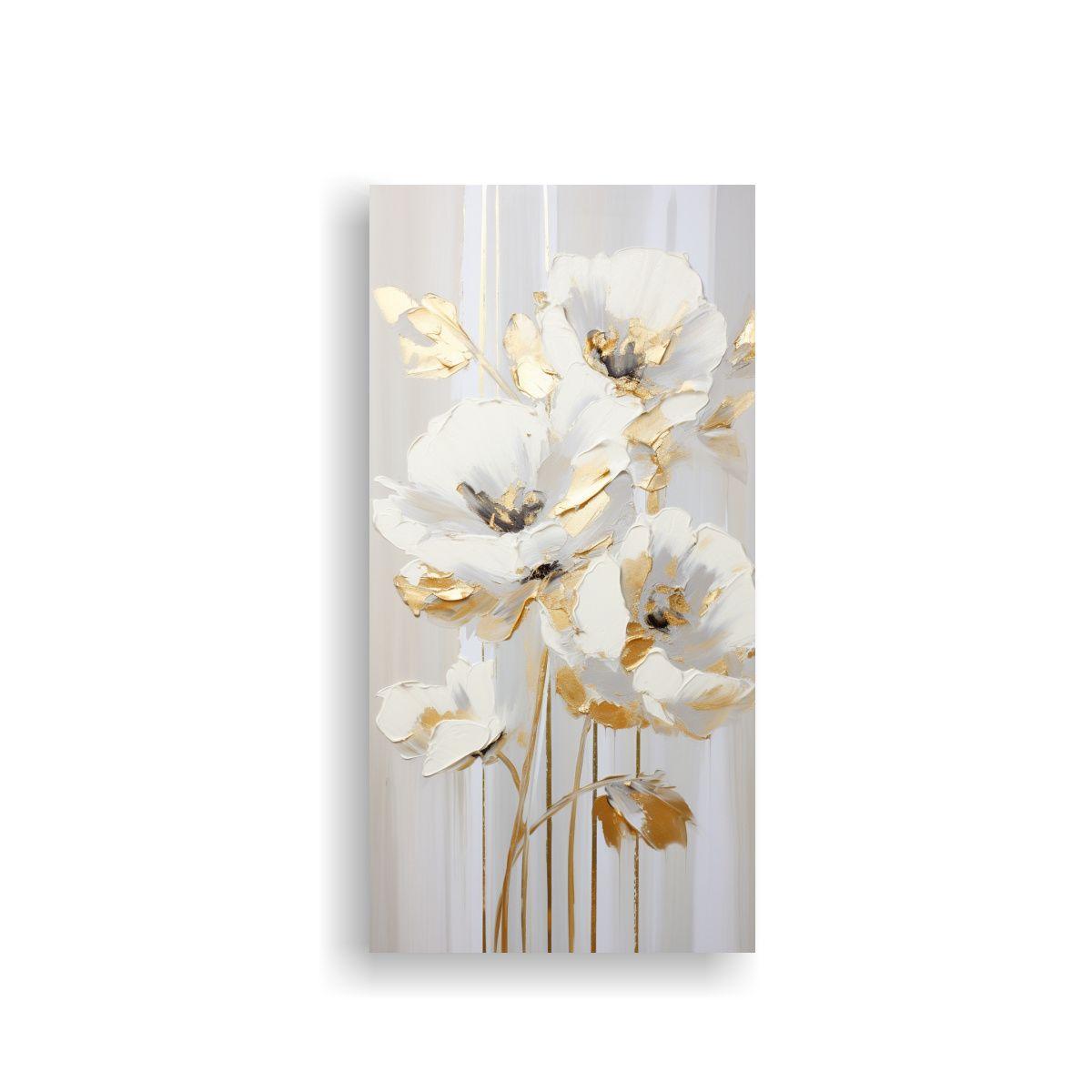 Cuadro Conceptual Luminoso De Amapolas Doradas En 70x140cm-0