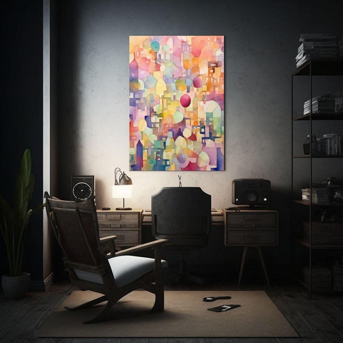 Pintura Abstracta Acuarela De Colores Ciudad 40x60 Cm-2