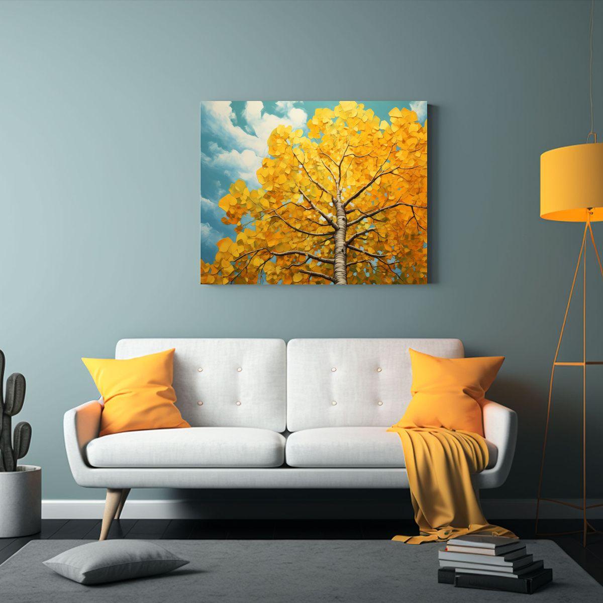 Pintura Abstracta Detallada De Álamo Temblón, Moderno Lien 120x80cm-2
