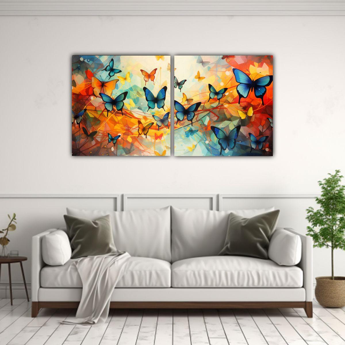 Pinturas Abstractas De Mariposas En Estilo Pop Art 160x80 Cm-2