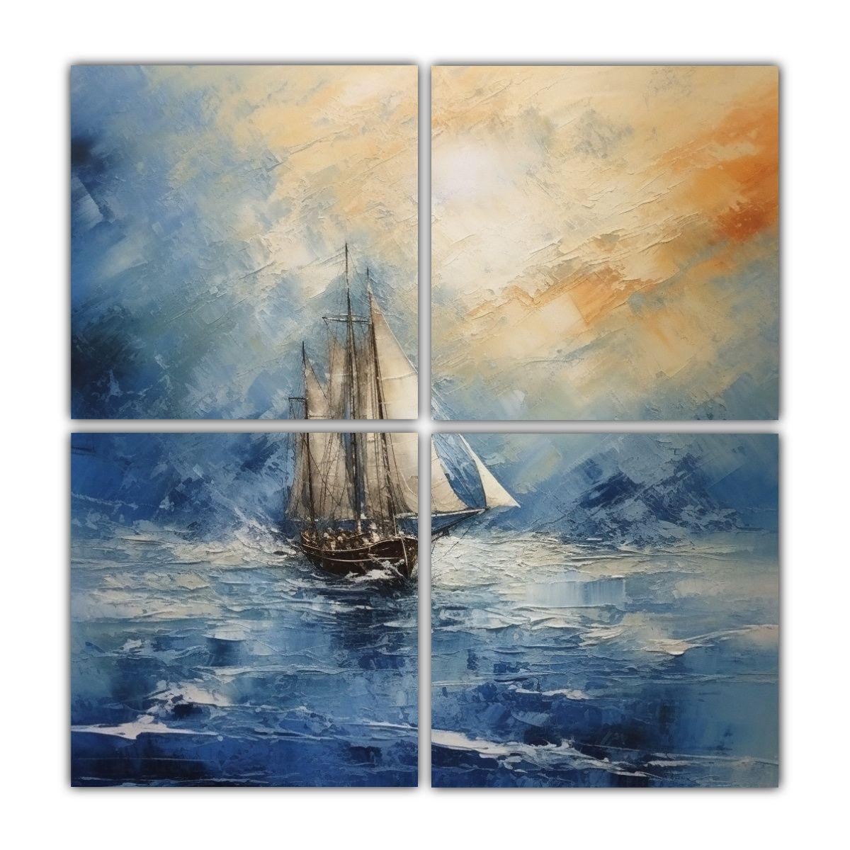 Pinturas De Decoración Cuatro Lienzos Estilo 80x80 Cm-0