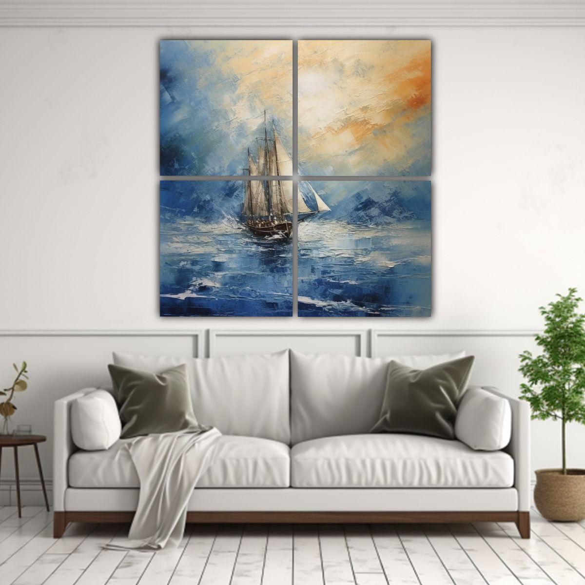 Pinturas De Decoración Cuatro Lienzos Estilo 80x80 Cm-2