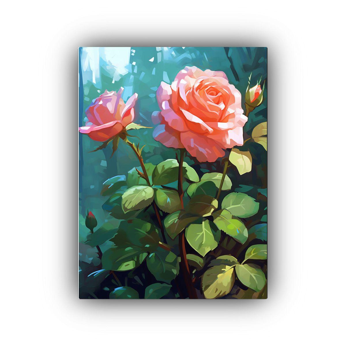 Pintura Lienzo De Rosas Estilo Fotorrealista 60x90cm-0