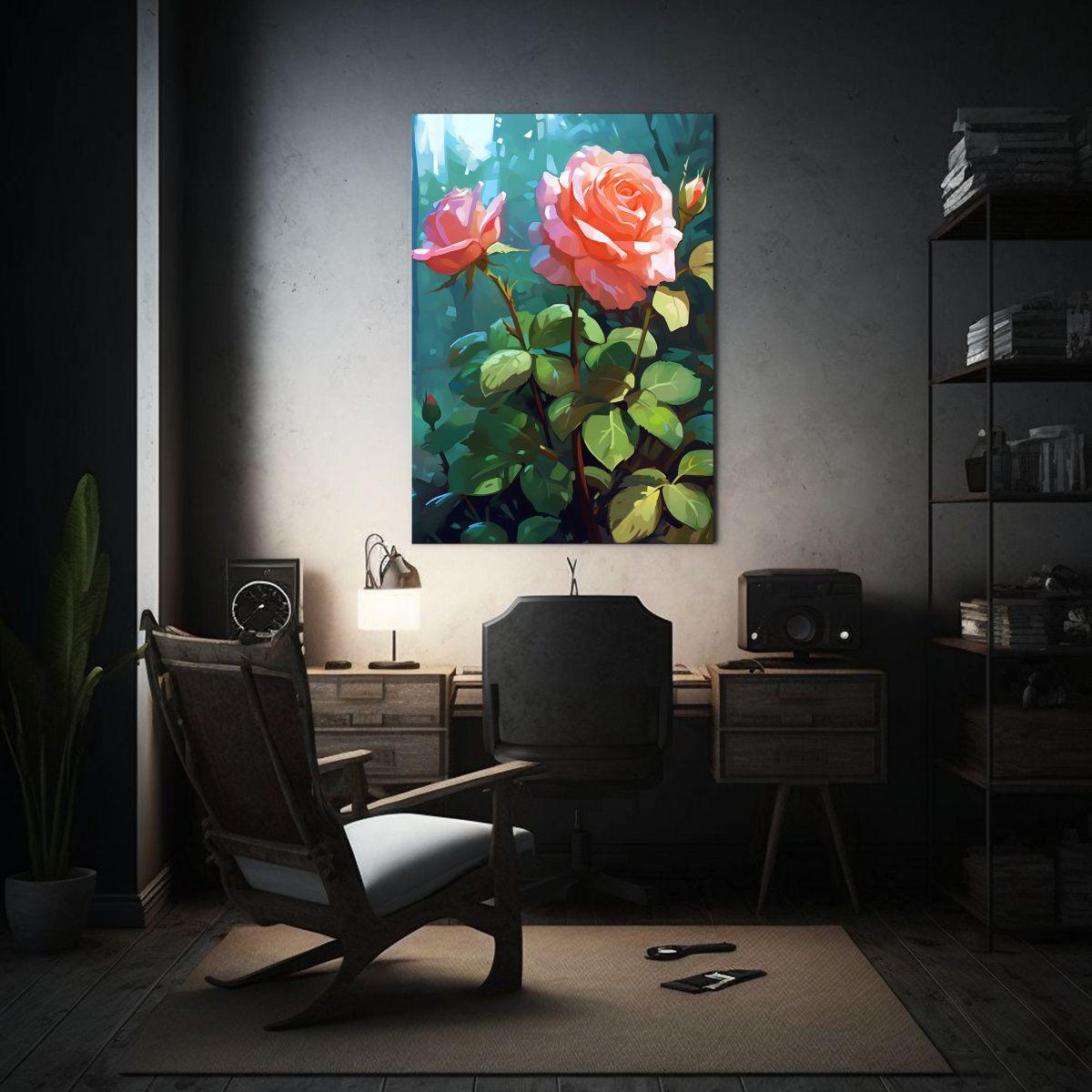 Pintura Lienzo De Rosas Estilo Fotorrealista 60x90cm-2