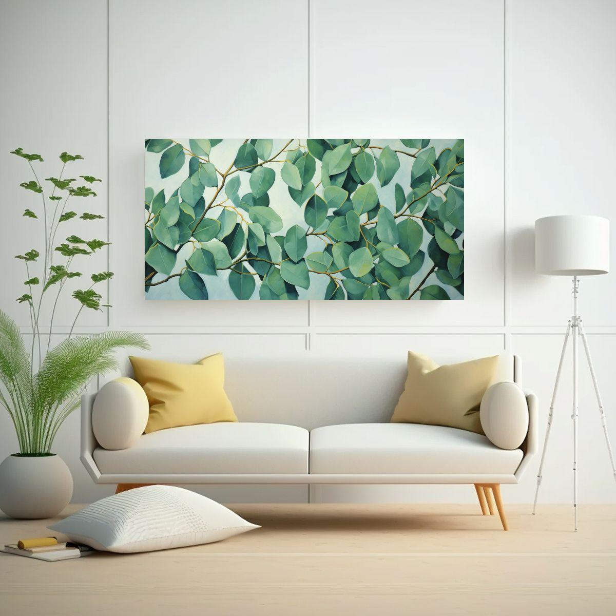 Pintura Abstracta De Hojas De Eucalipto Detallada 160x80cm-2