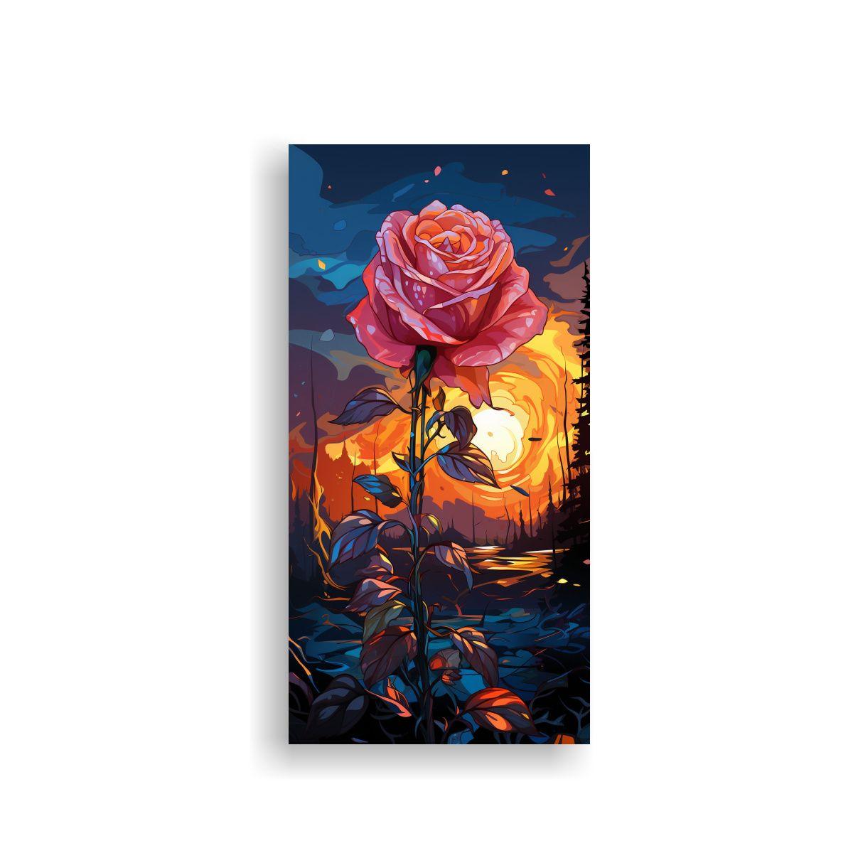 Pintura Decorativa En Bastidor Con Rosa Linda Pop 30x60cm-0