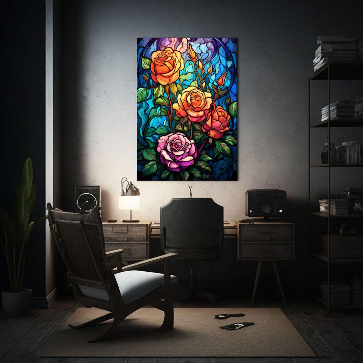 Cuadro Moderno Lienzo Temática Rosas De Vidrio 40x60cm-2