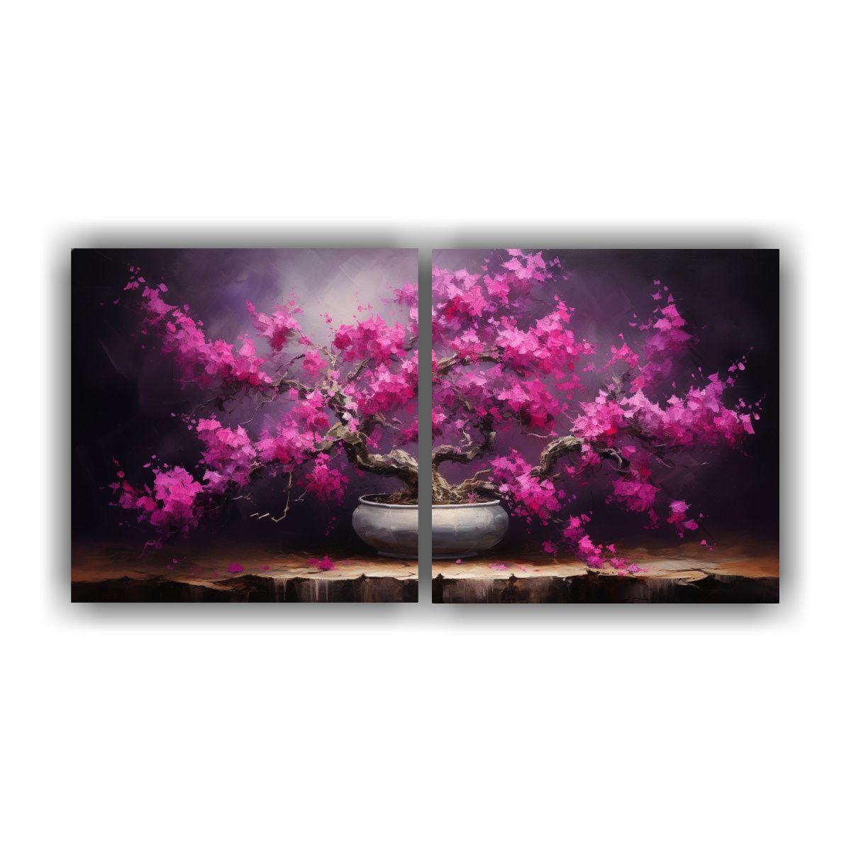 Pintura Abstracta Alta Calidad Bougainvillea 80x40 Cm-0