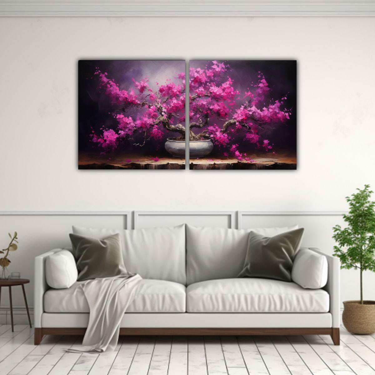 Pintura Abstracta Alta Calidad Bougainvillea 80x40 Cm-2