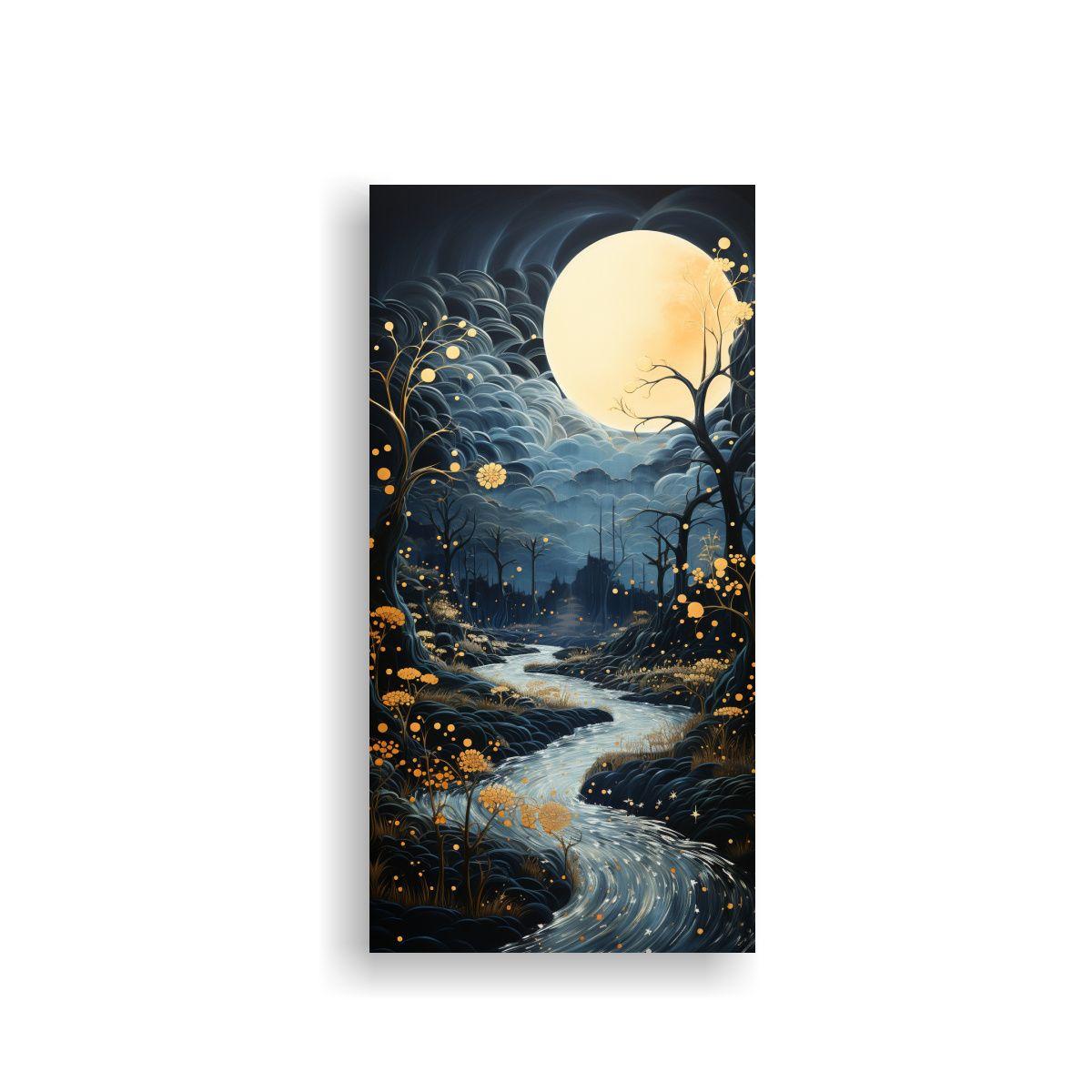 Cuadro Minimalista Moderno Con Luna Y Montañas 40x80cm-0