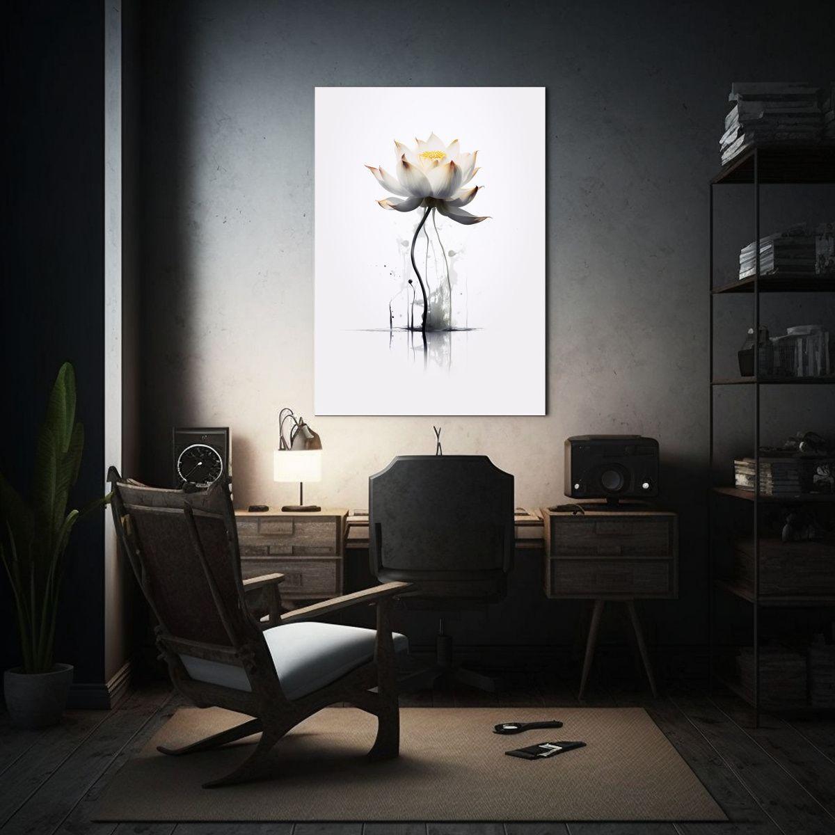 Pintura Decorativa Inspiración Calma Loto Flor 30x45cm-2