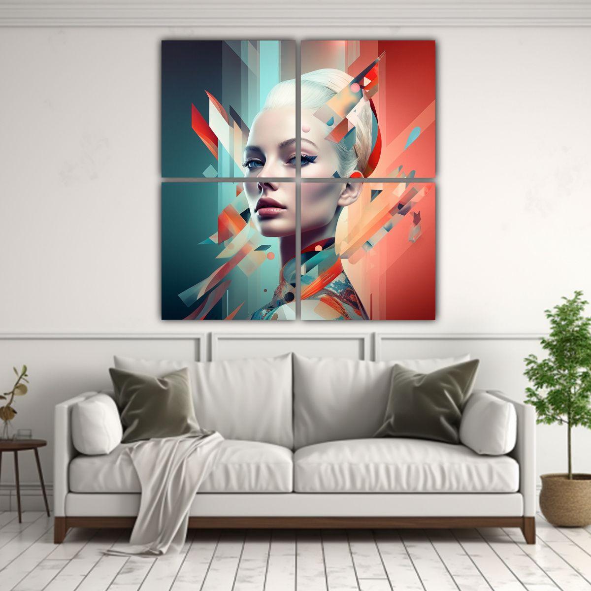 Pinturas Decorativas Con Efectos Gráficos De 140x140 Cm-2