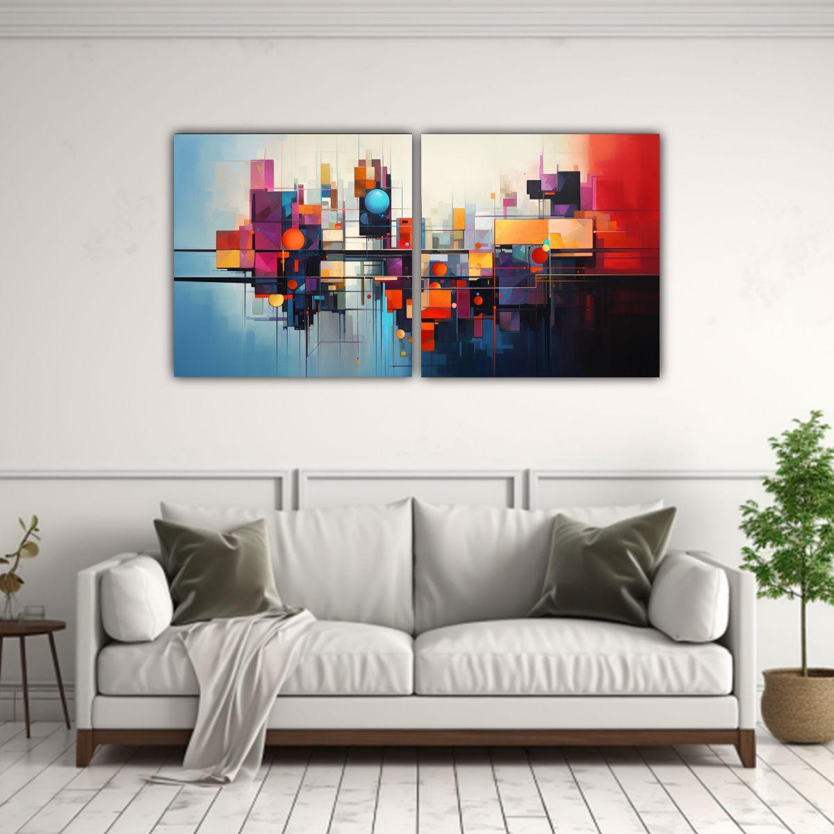 Set De 2 Telas En Bastidor Estilo Galería 140x70 Cm-2
