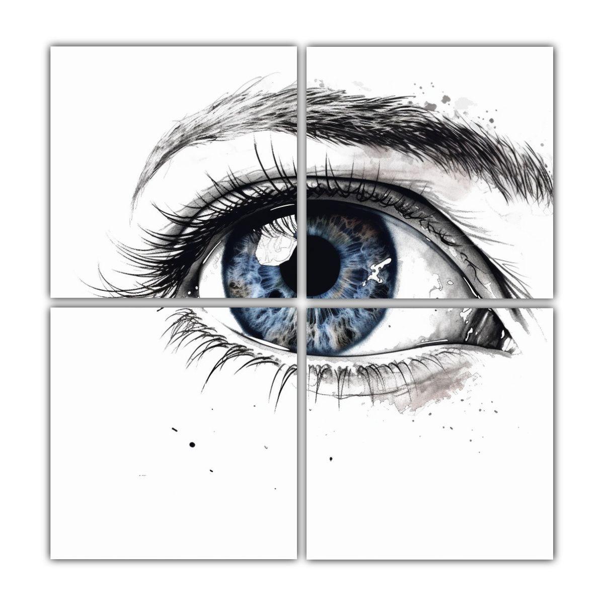 4 Lienzos Tela Sublimada Culturar Ojo Blanco En 100x100 Cm-0