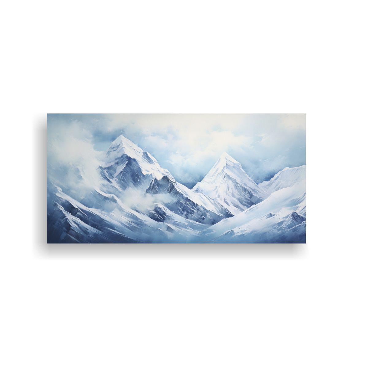Cuadro Abstracto De Montañas Nevadas En Colores 40x20cm-0
