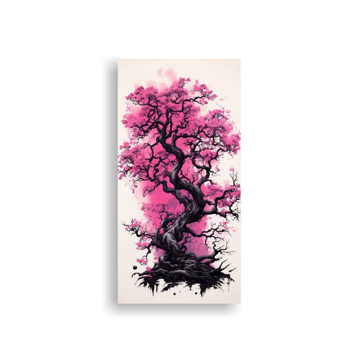 Cuadro Canva Líneas Intensas De Roble En Negro Y  40x80cm-0