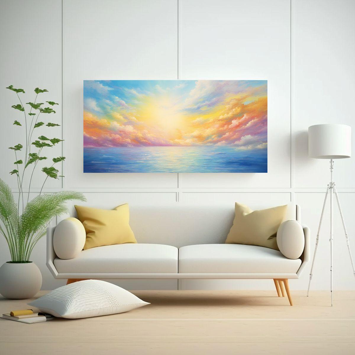 Pintura Abstracta De Profundidad Mar Y Cielo Con C 120x60cm-2