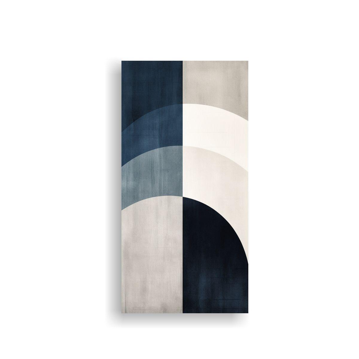 Pintura Abstracta Azul Y Gris De Composición 30x60cm-0