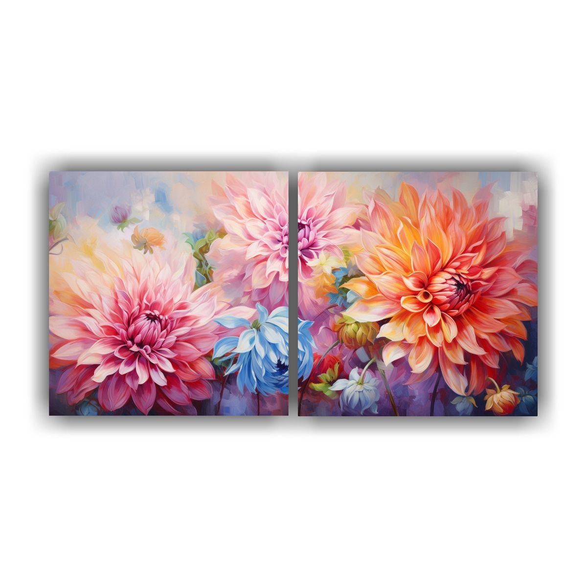 Pinturas Abstractas De Flores De Dalias En Línea 40x20 Cm-0