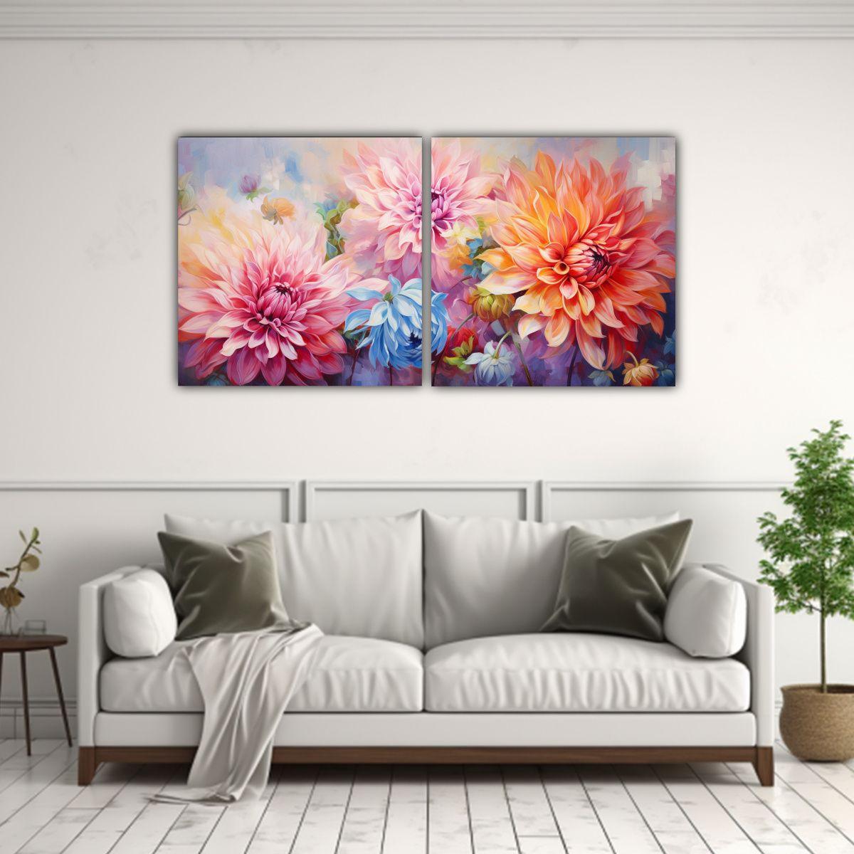 Pinturas Abstractas De Flores De Dalias En Línea 40x20 Cm-2