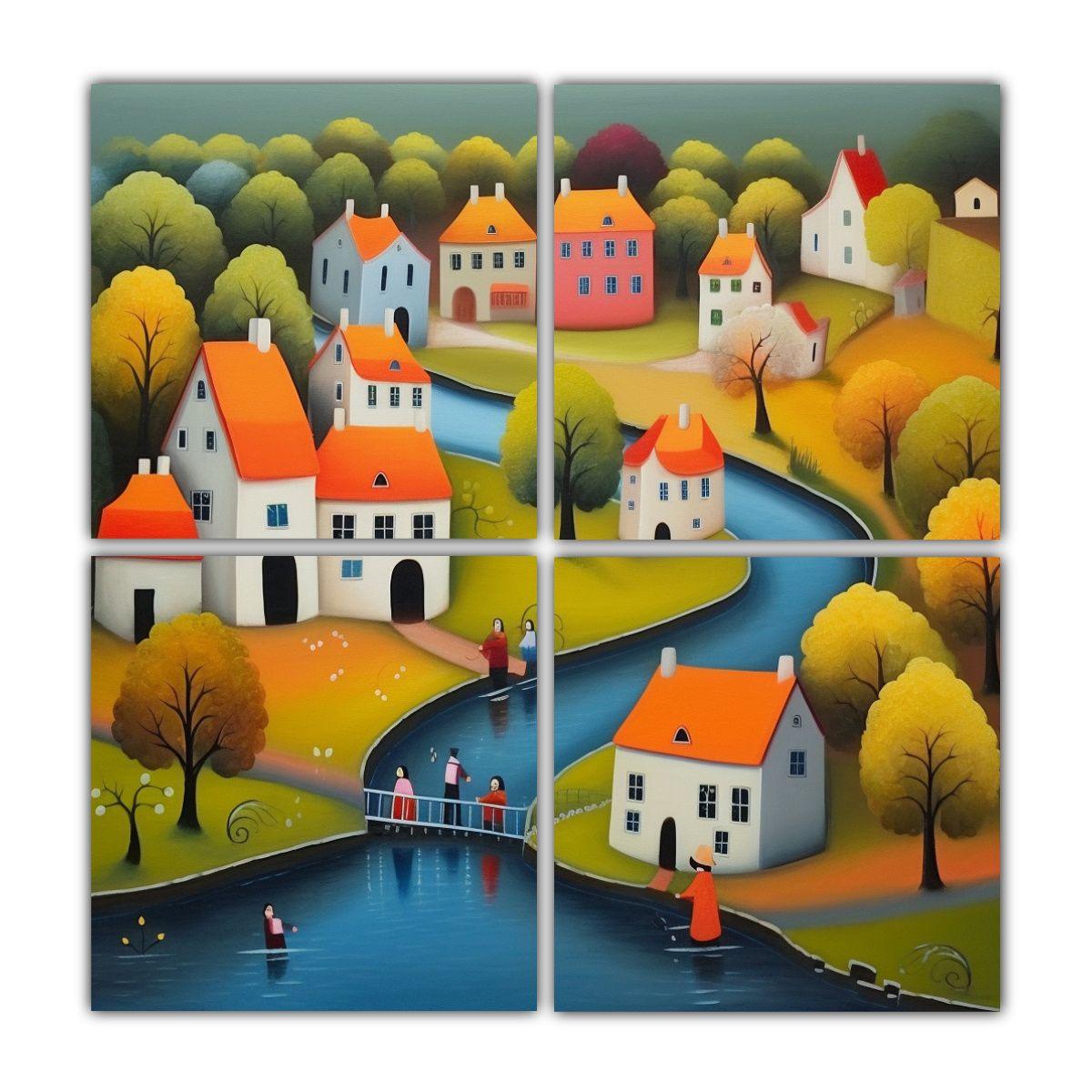 Cuadros Creativa Estrellados En Un Pueblo 180x180 Cm-0