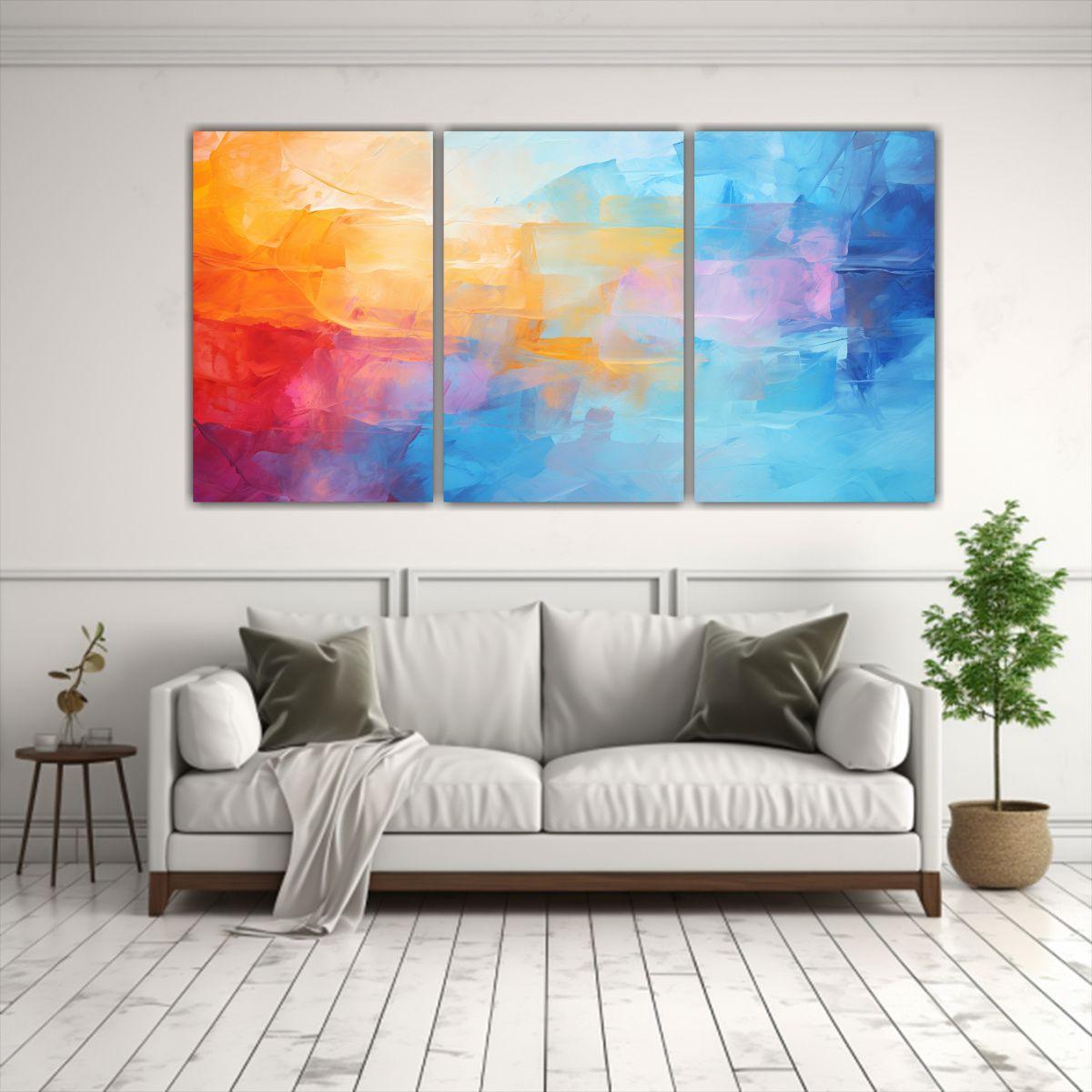 Conjunto De 3 Lienzos De Tela Abstractos 60x30 Cm-2