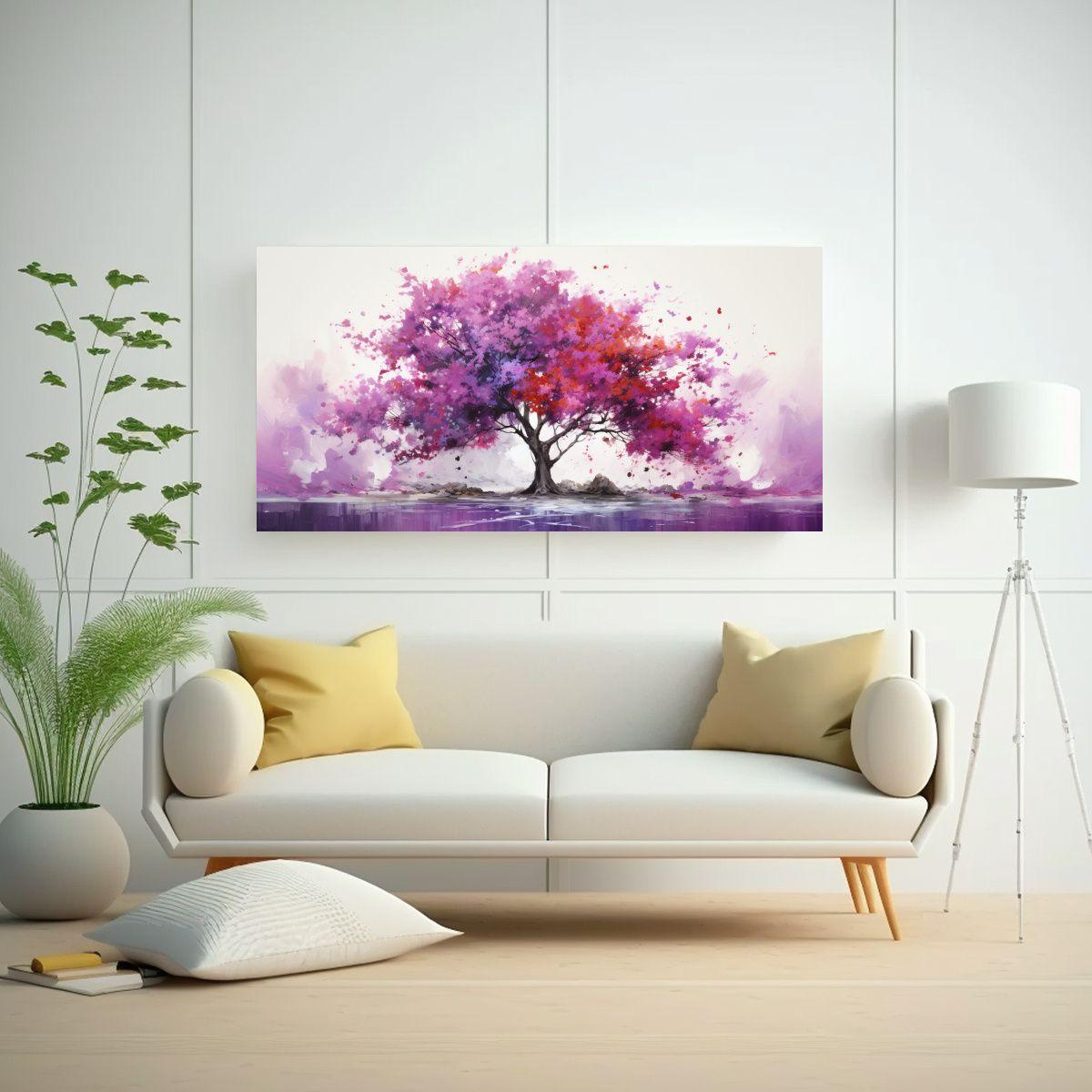 Pintura Abstracta De Un árbol De Acebo En Colores 160x80cm-2