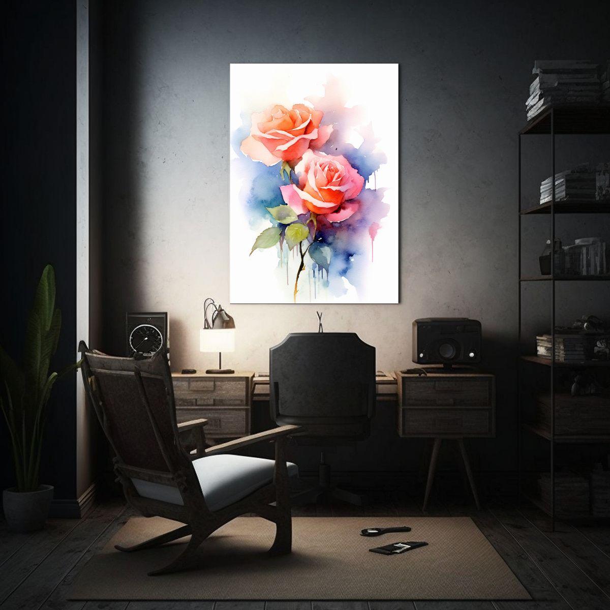 Pintura Decorativa De Rosas Simplificada, 30x40cm-2