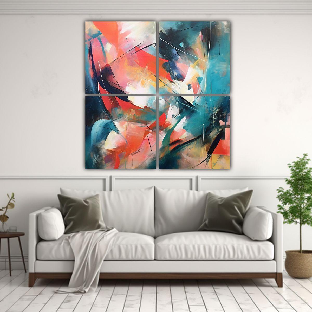 Cuadros Composición Abstractos Para Decoración 160x160 Cm-2