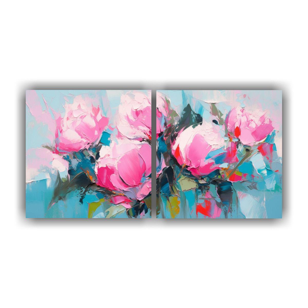 Pintura En Lienzo Estilo Galería De Dos Cuadros 60x30 Cm-0