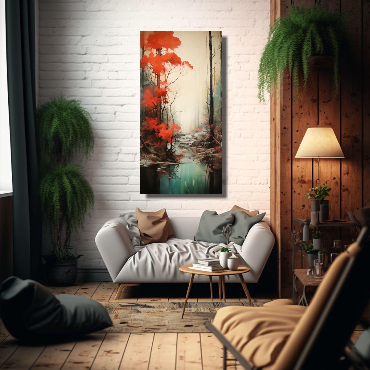 Cuadro Acuarela Calma Pinturas De Bosques 80x160cm-2