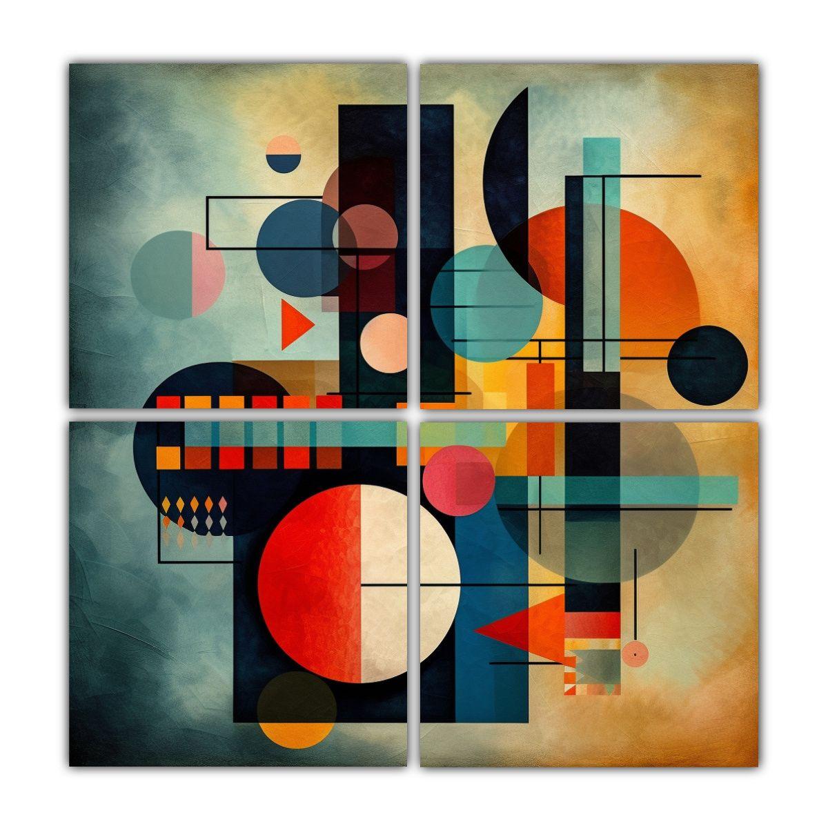 Cuadriptico Vitalidad Abstracto Formas 100x100 Cm-0