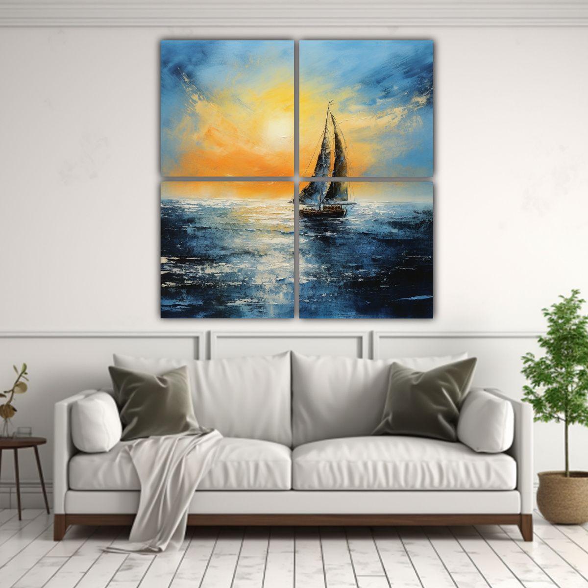 Cuadros Modernos De Colores Con Barco De Vela 200x200 Cm-2