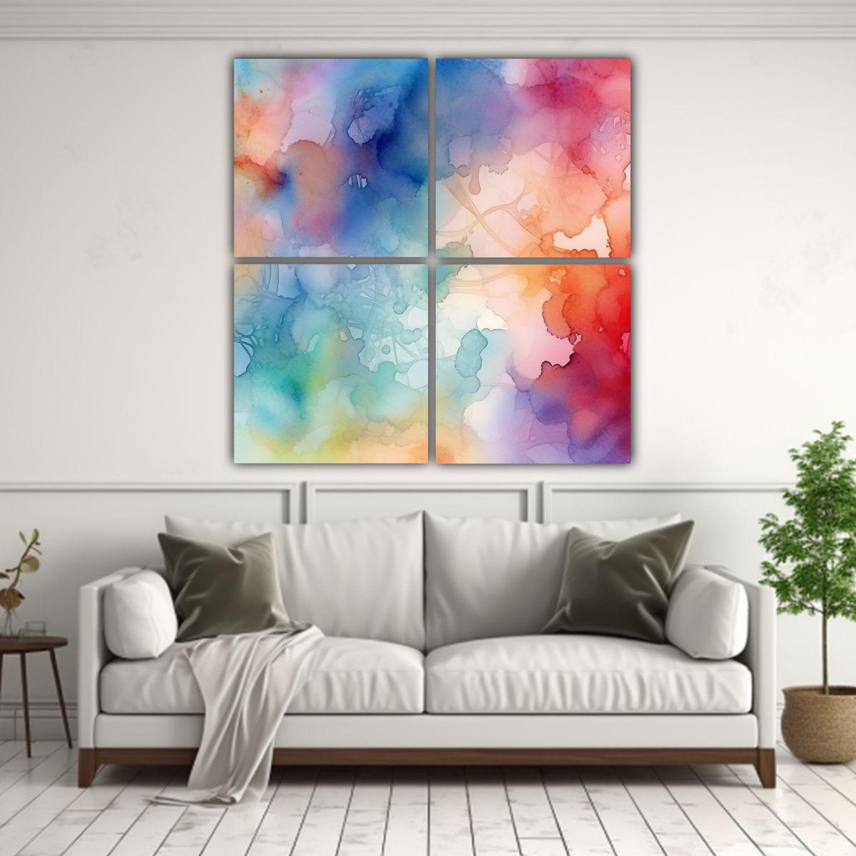 Pinturas Decorativas Poder Acuarela Con Fondo 80x80 Cm-2
