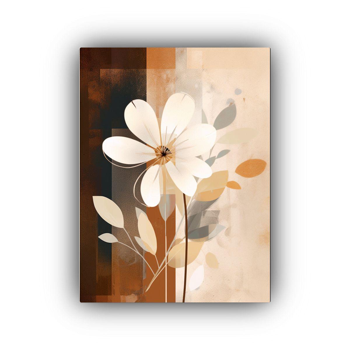 Pintura Acuarela De Flor Blanca En Fondo Marrón 30x45cm-0