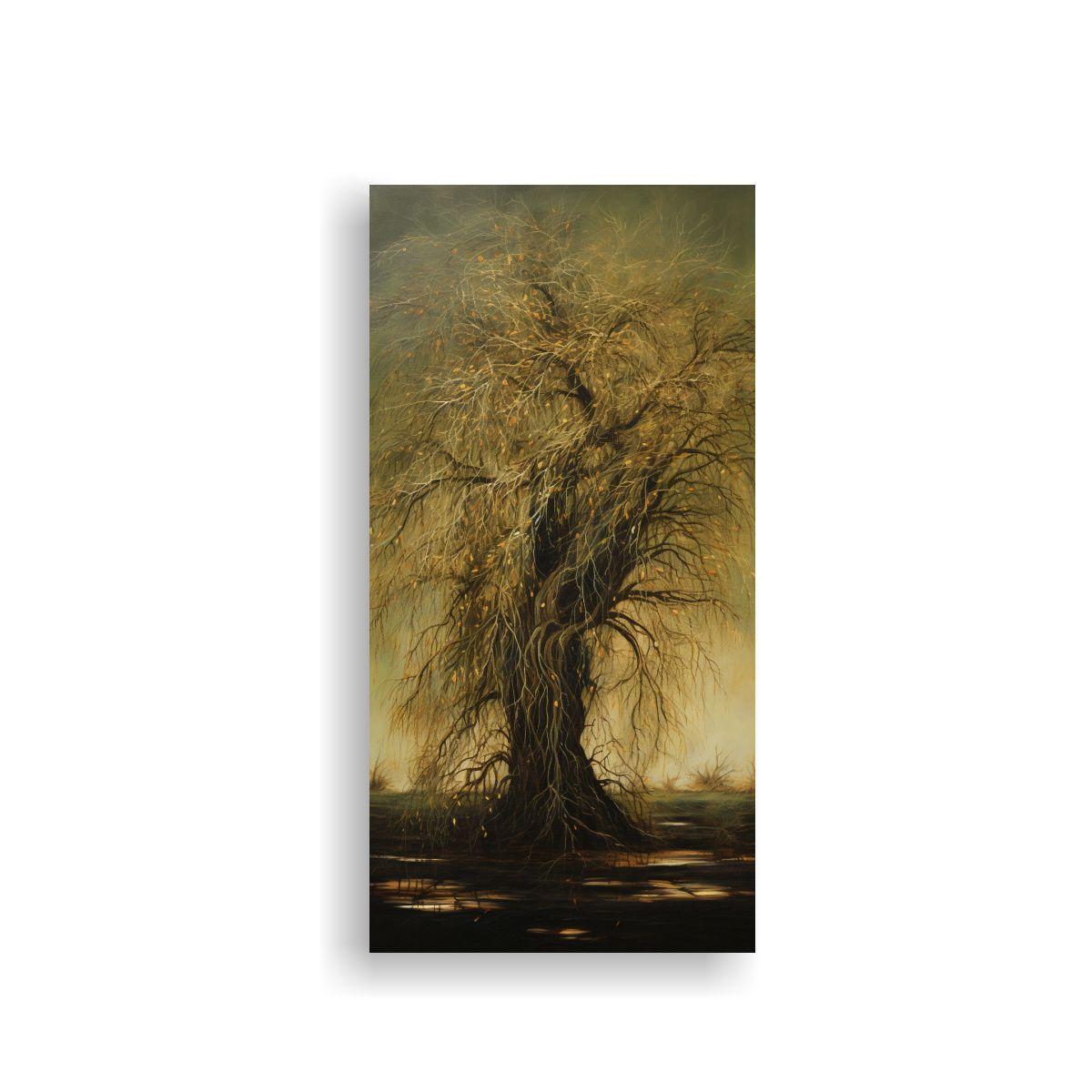 Cuadro Abstracto Línea De árbol De Sauce, Estilo 30x60cm-0