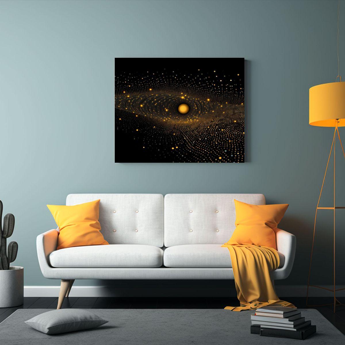 Cuadros De Tema De Simetría Dorada Punteada Con Líneas Cla 75x50cm-2
