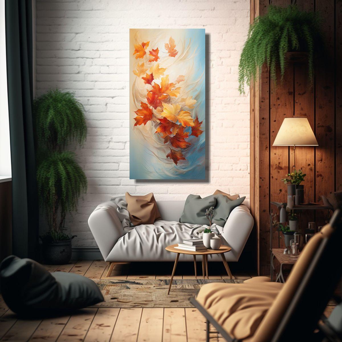 Cuadro Líneas Brillantes Baile Dinámico De Hojas 80x160cm-2
