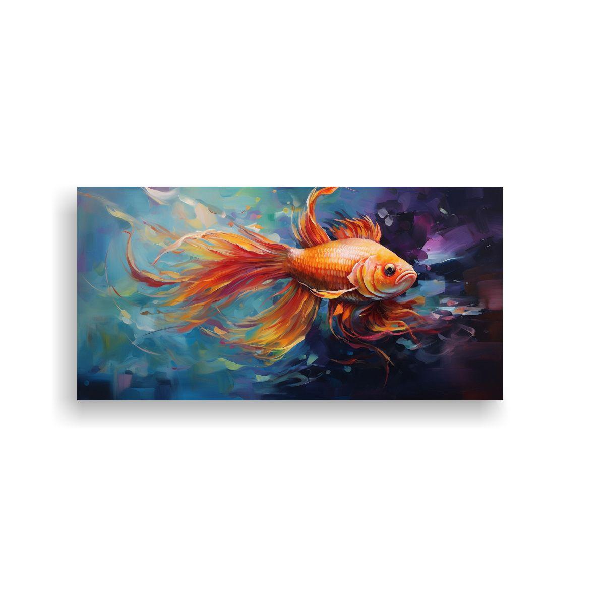 Pintura Al Estilo óleo De Acuario De Peces 140x70cm-0